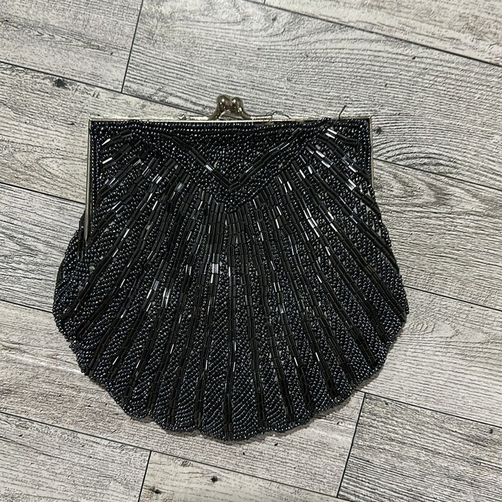 Gray women’s beaded evening purse